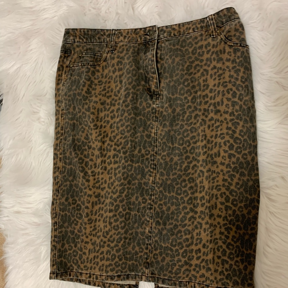 Leopard Denim Skirt